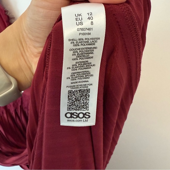 ASOS Burgundy Sleeveless Special Occasions Maxi Dress with Splits Size 8 - Picture 11 of 11